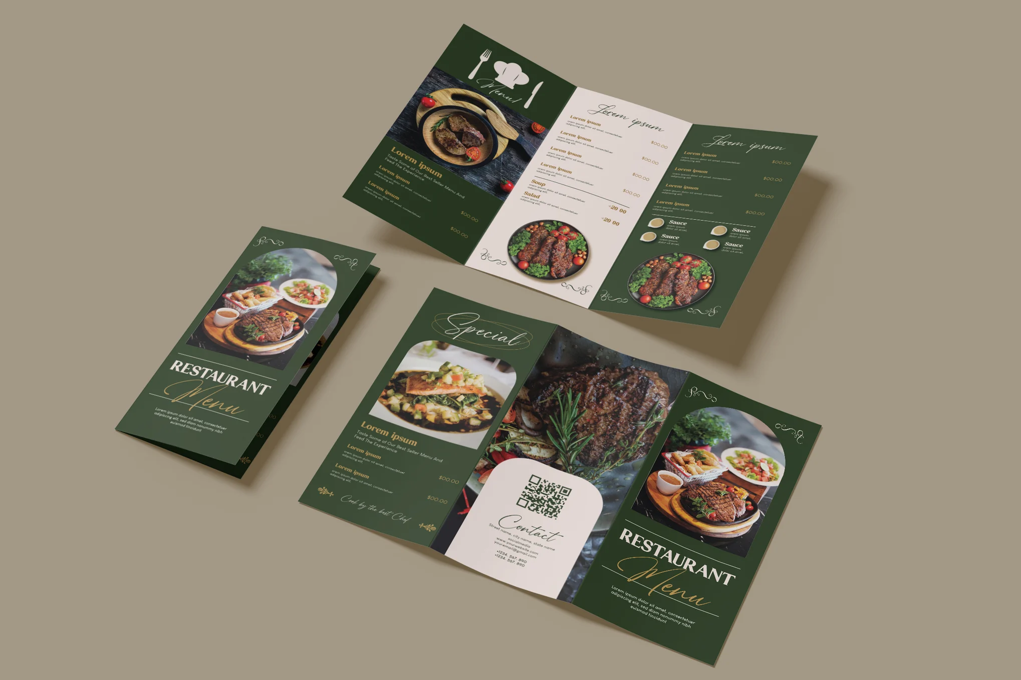 Restaurant Menu Trifold Brochure